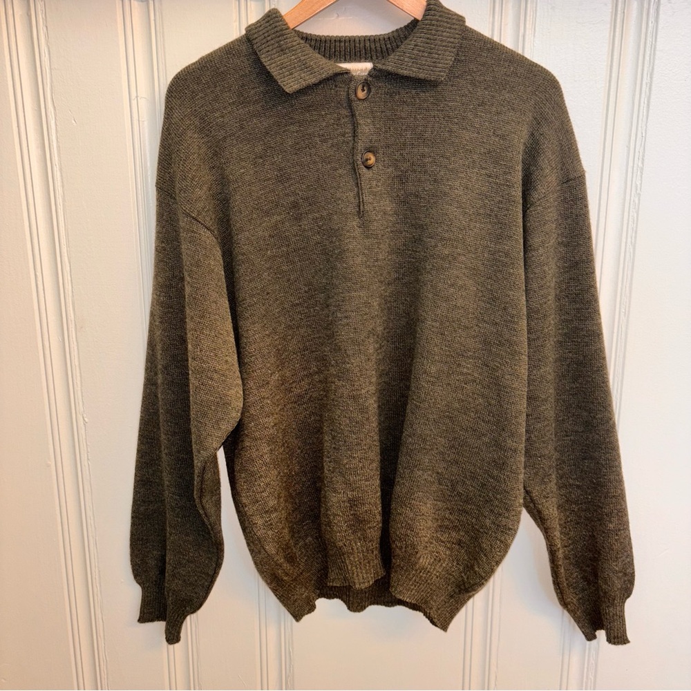 Vintage Coldwater Creek men M wool made Uruguay sweater elbow patches old money
